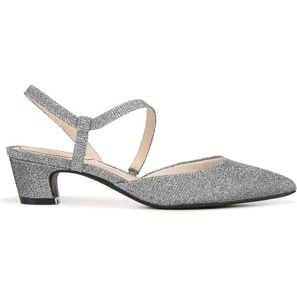 LifeStride Womens Pewter Shimmer Patent Polyurethane Pointed Closed Toe Pump - Picture 6 of 9